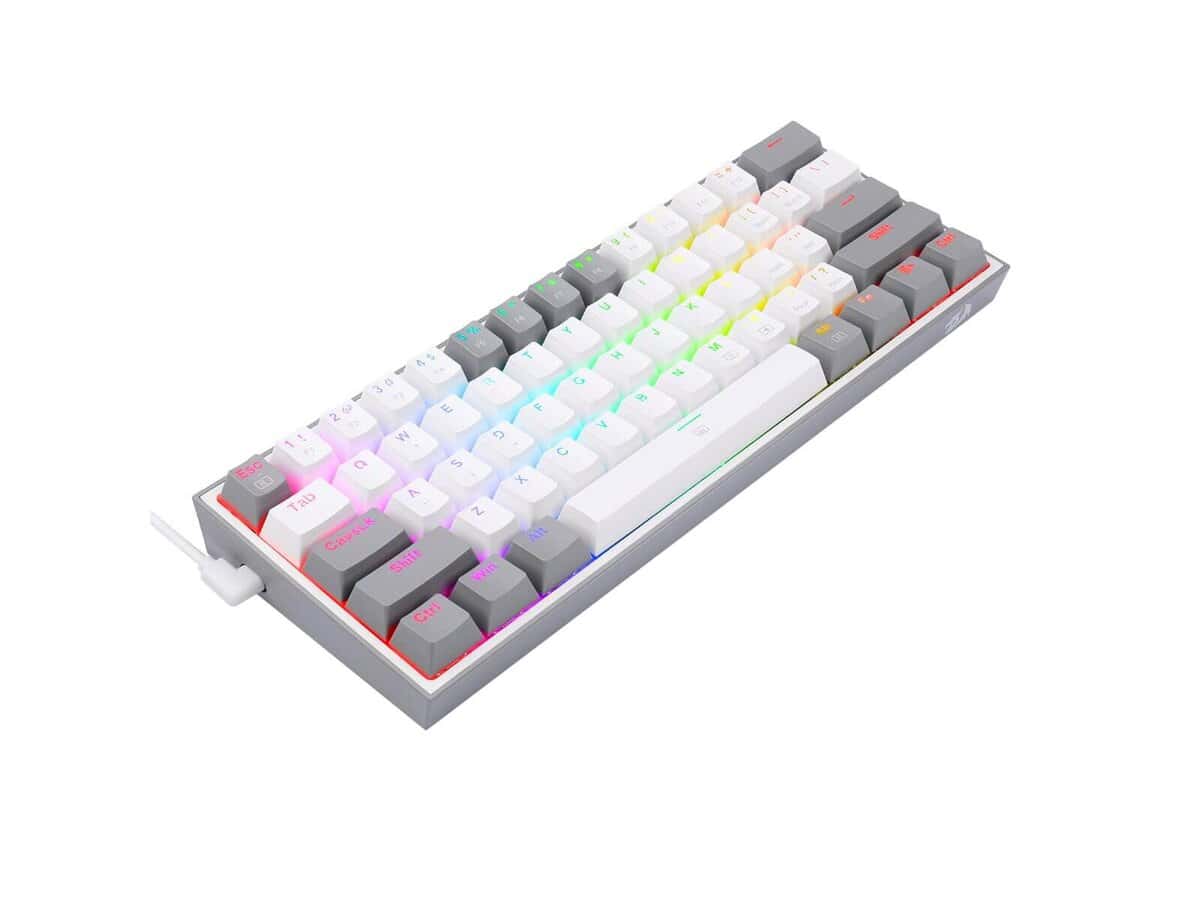 Redragon K617 FIZZ 60% Wired RGB Gaming Keyboard – White/Grey