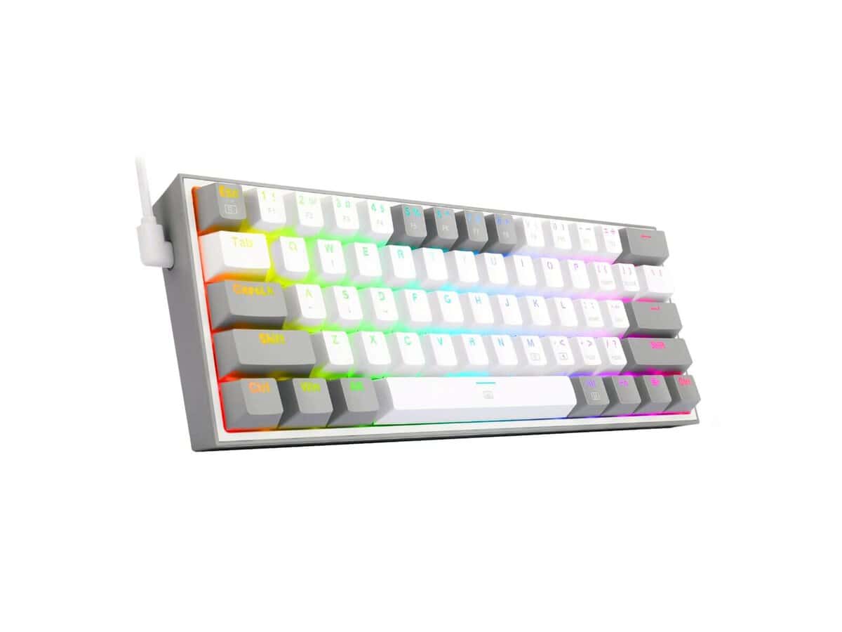Redragon K617 FIZZ 60% Wired RGB Gaming Keyboard – White/Grey