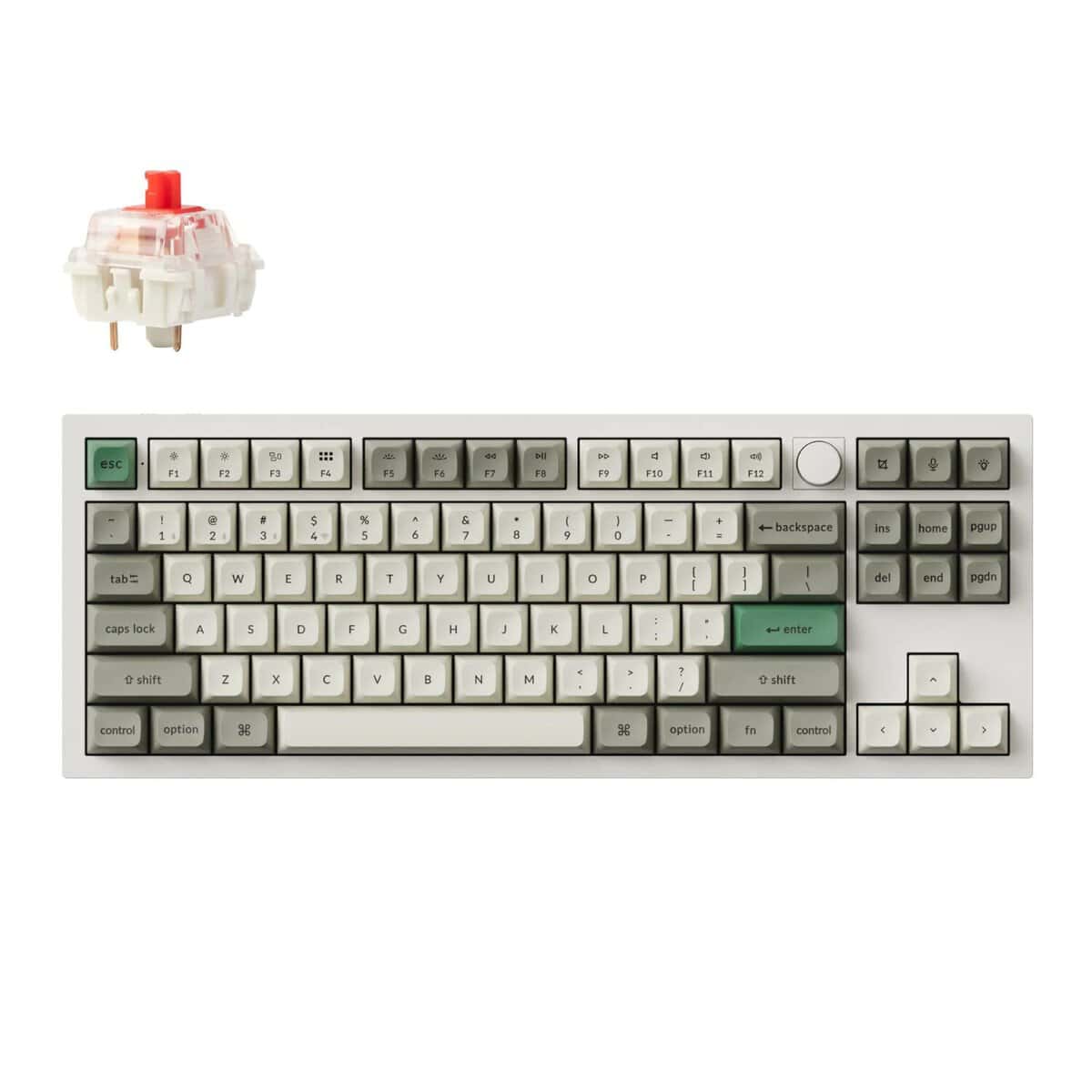 Keychron Q3 Max 80% Full Assembled Knob Red Switch Hot-Swap Gateron Jupiter RGB Wireless Keyboard – Shell White