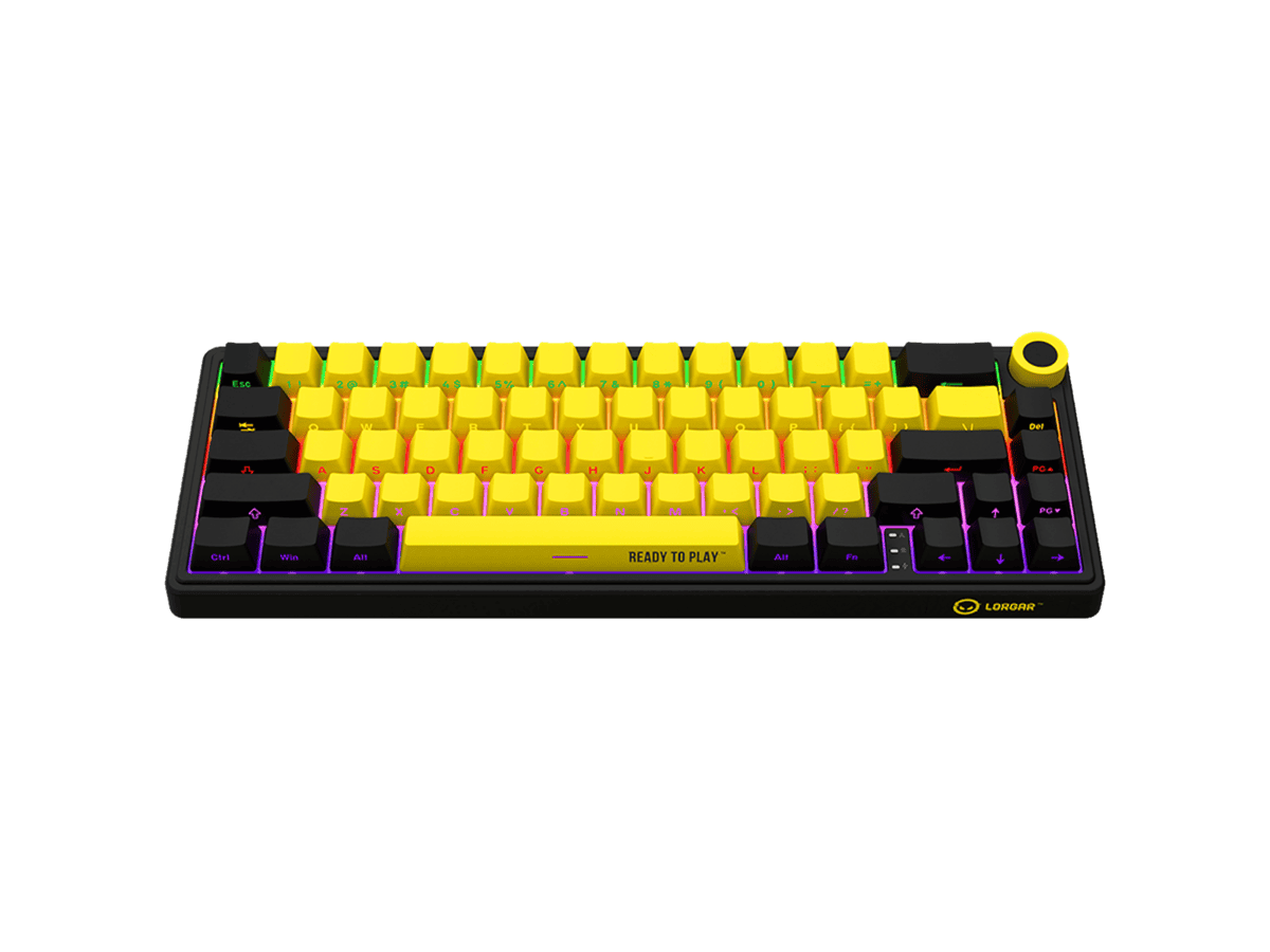 LORGAR KBP70MW, Wireless 65% Mechanical Gaming Keyboard Pro – Black/Yellow