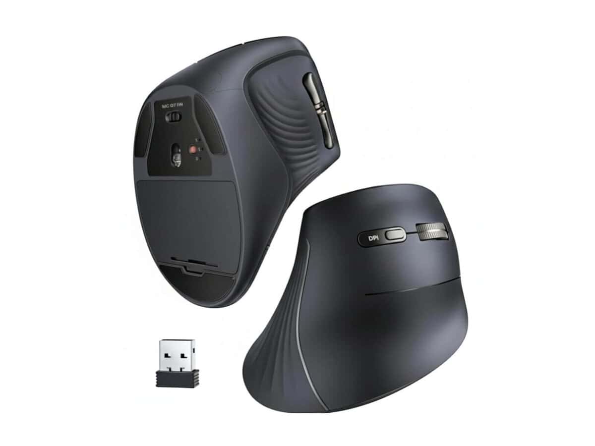 UGreen Multi-Mode Vertical Mouse Bluetooth and 2.4G Wireless – Black