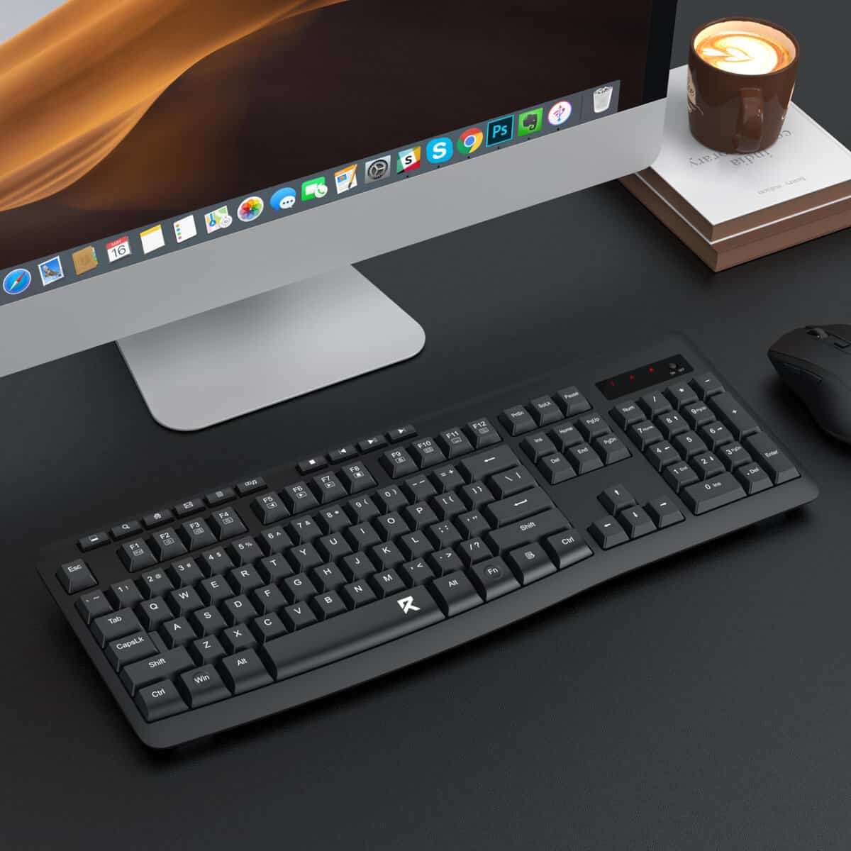 Redragon BK-7367 Full-size Ergonomic Wireless Membrane Office Keyboard – Black