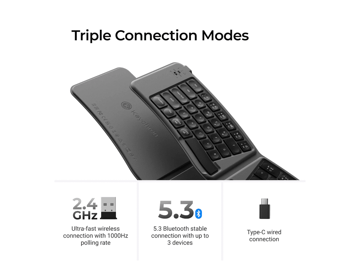 keychron b11 pro ultra slim wireless foldable keyboard alice layout space gray
