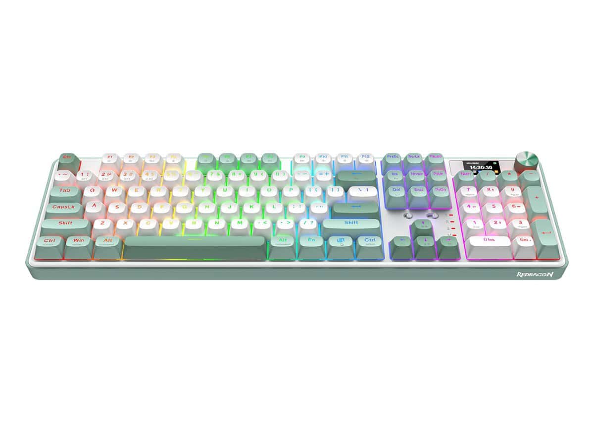 Redragon WYVERN K761 Pro Full-size RGB Wireless Mechanical Gaming Keyboard – White/Green