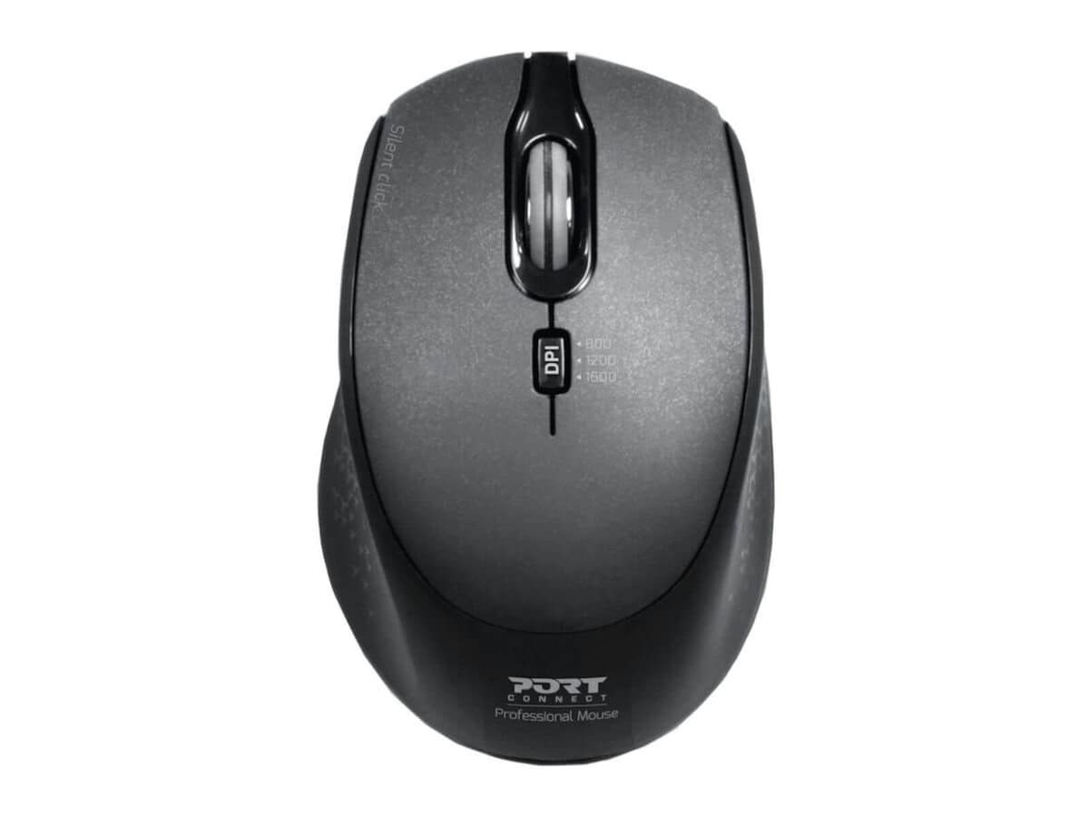 Port Wireless Silent 3600DPI 3 Button USB and Type-C Dongle Mouse – Black