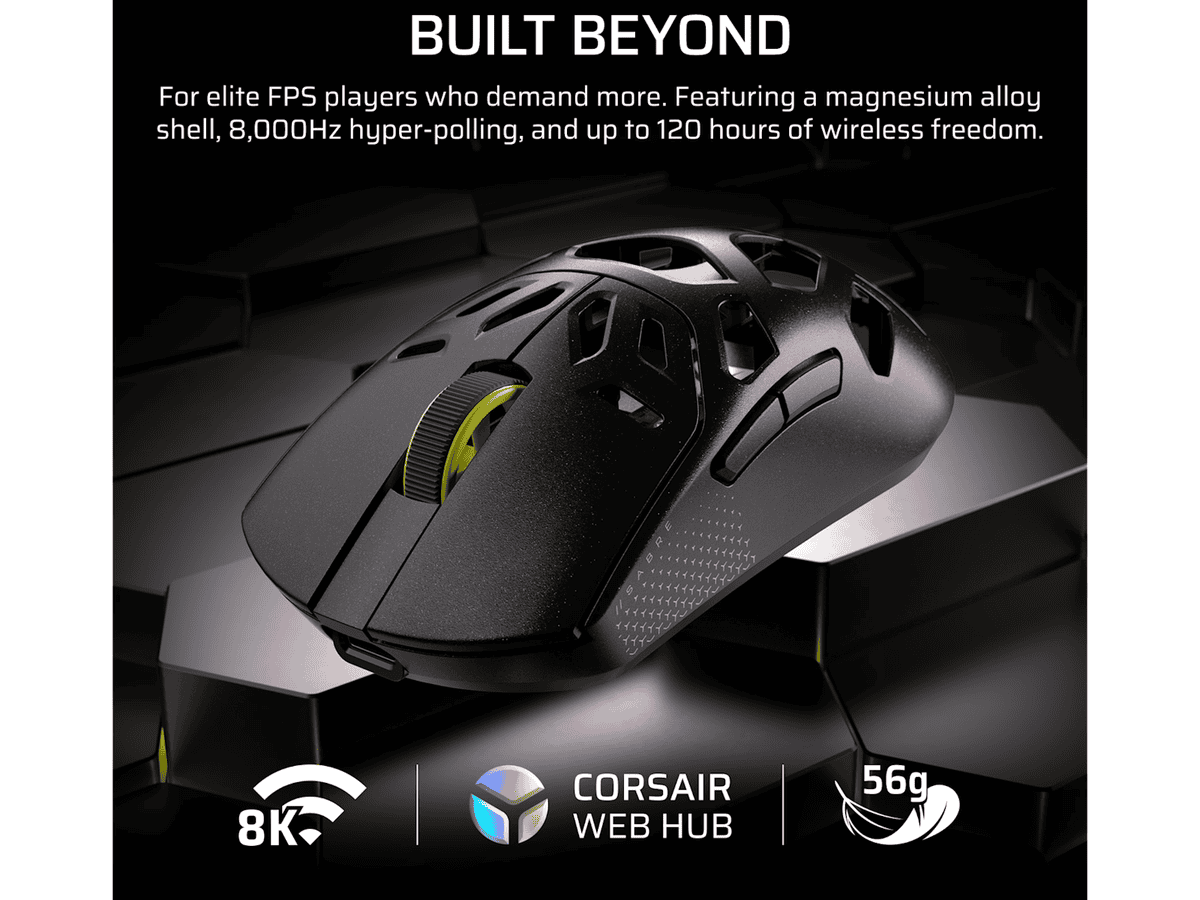 corsair sabre v2 pro wireless magnesium alloy 33000 dpi gaming mouse – black
