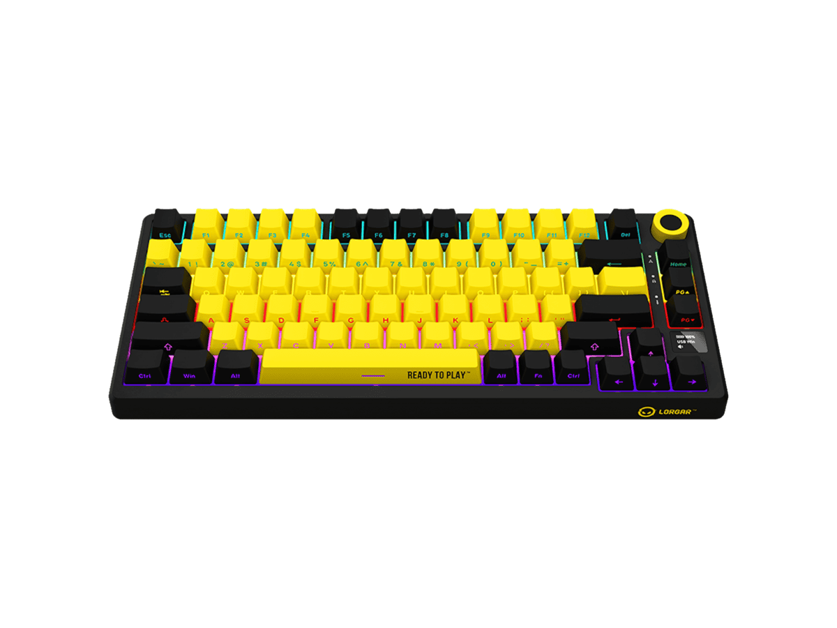 LORGAR KBP7075W Wireless 75% Mechanical Gaming Keyboard Pro – Black/Yellow