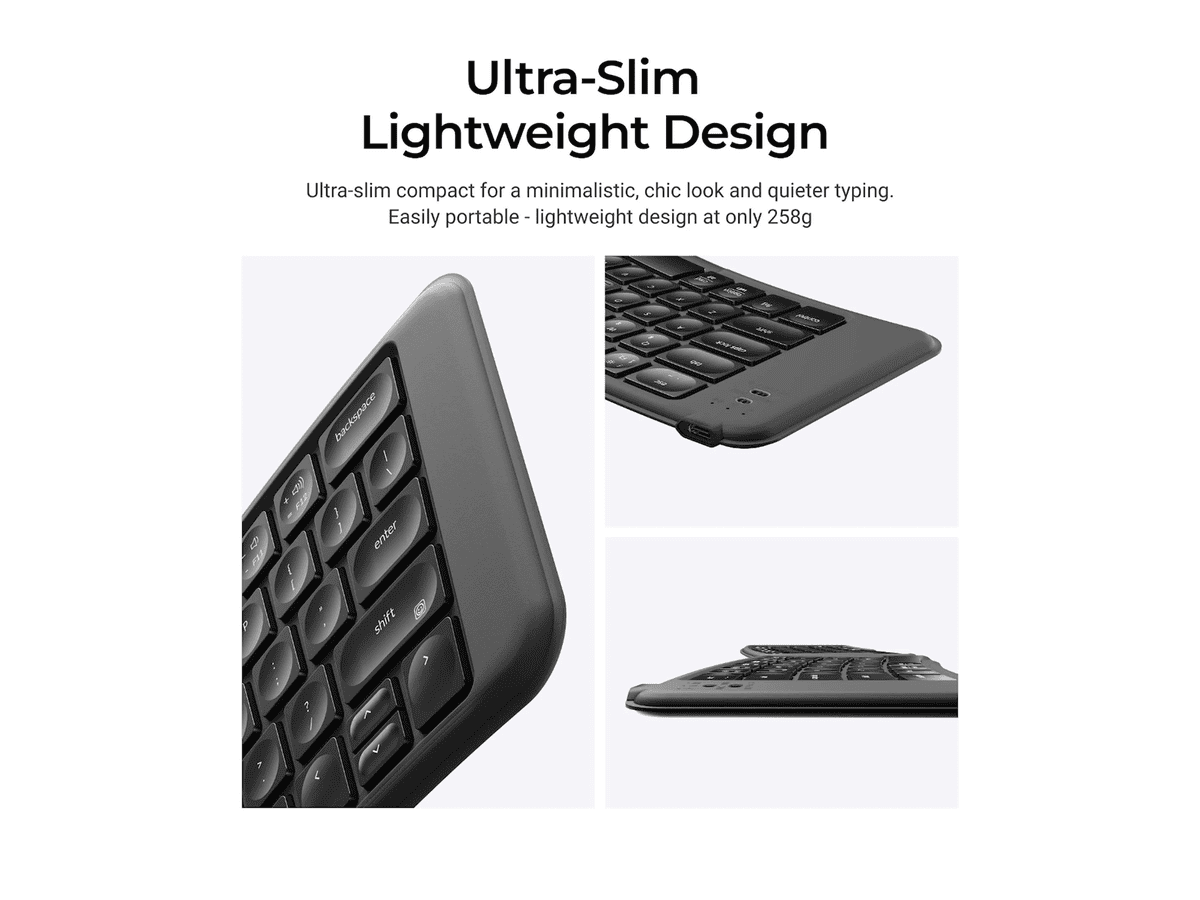 keychron b11 pro ultra slim wireless foldable keyboard alice layout space gray