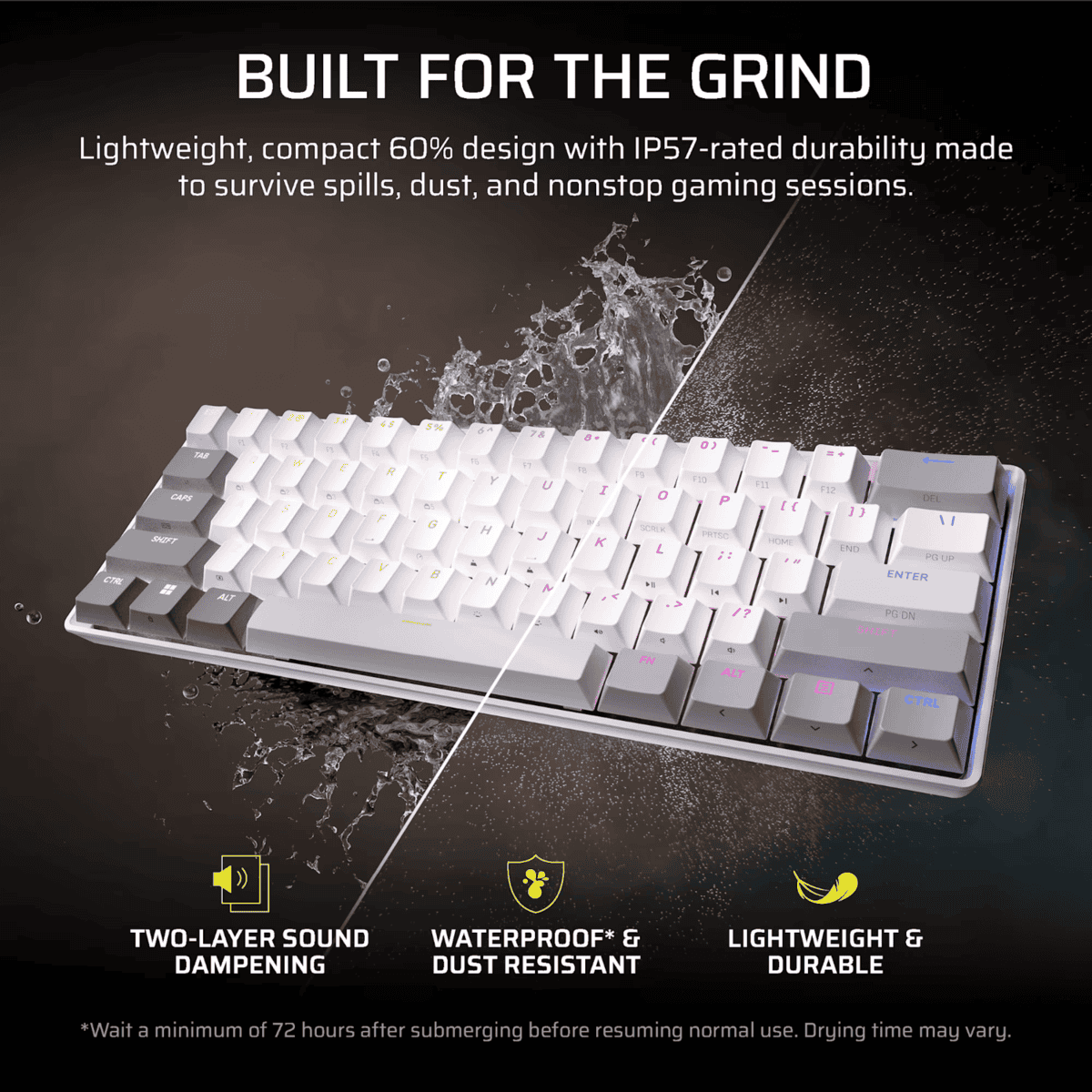 Corsair CLIPPER PRO MINI 60 Hall Effect Gaming Keyboard – White