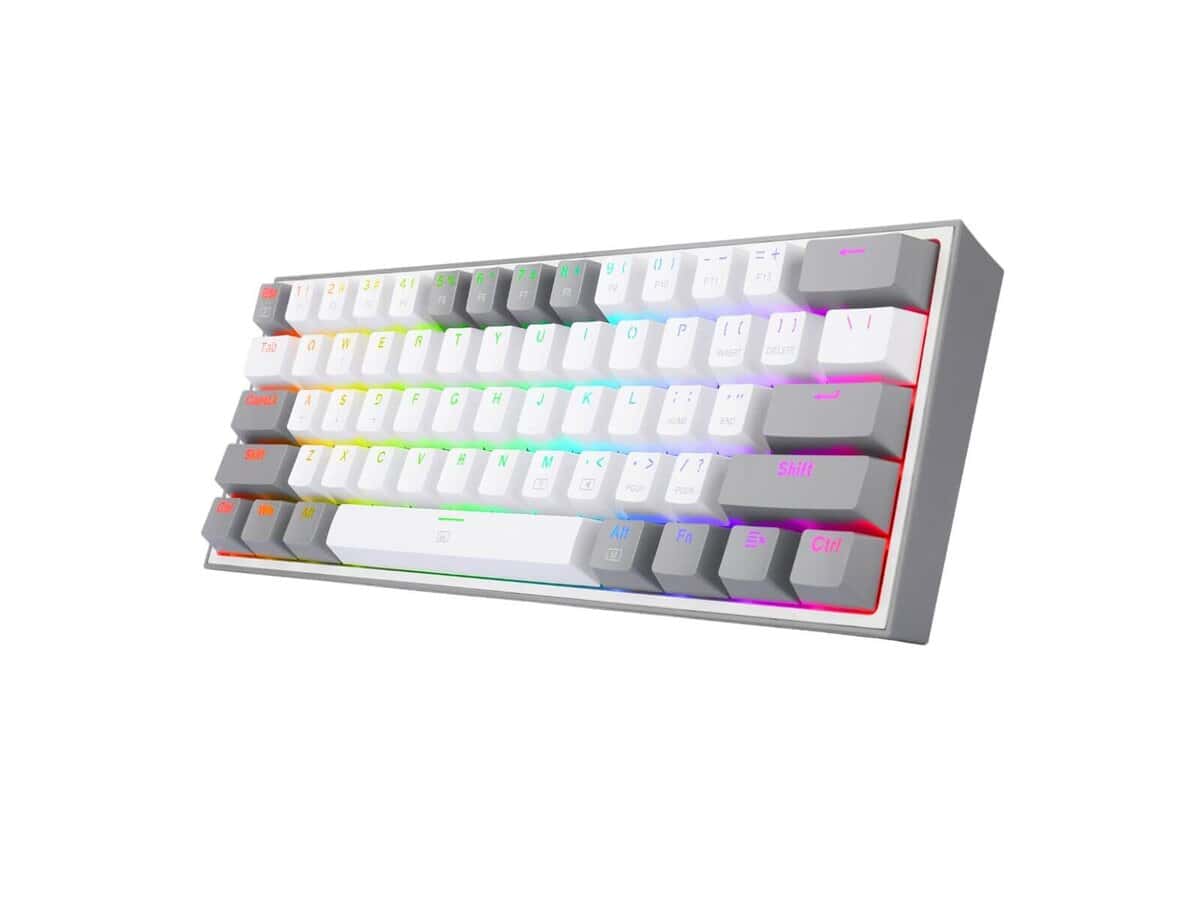 Redragon K617 FIZZ 60% Wired RGB Gaming Keyboard – White/Grey