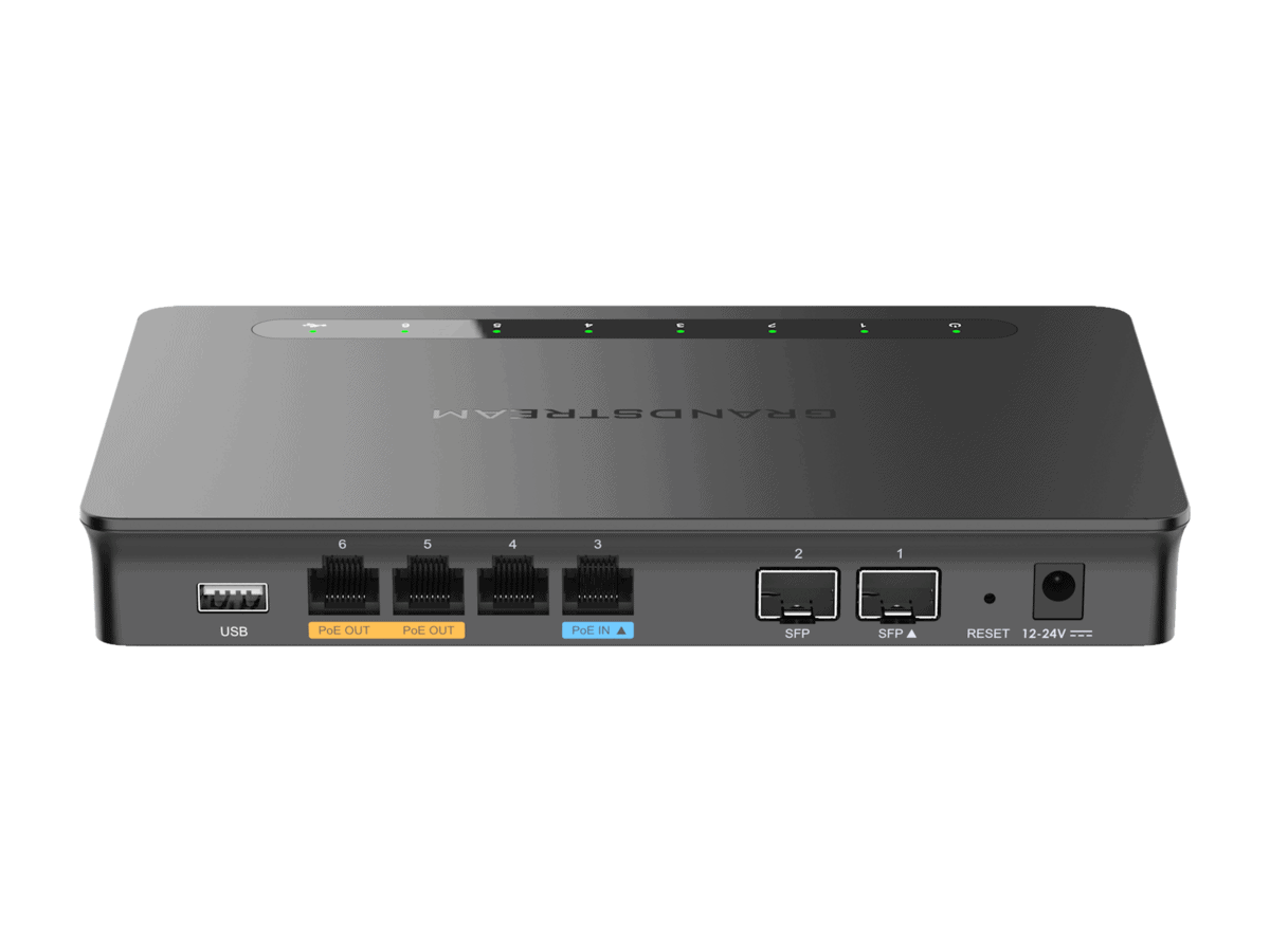 Grandstream GWN7002 Wired VPN Router & Firewall, 4 x GbE LAN/WAN (2 x PoE Out), 2 x SFP
