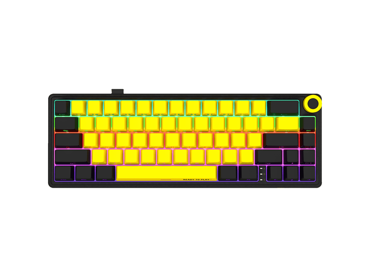 LORGAR KBP70MW, Wireless 65% Mechanical Gaming Keyboard Pro – Black/Yellow