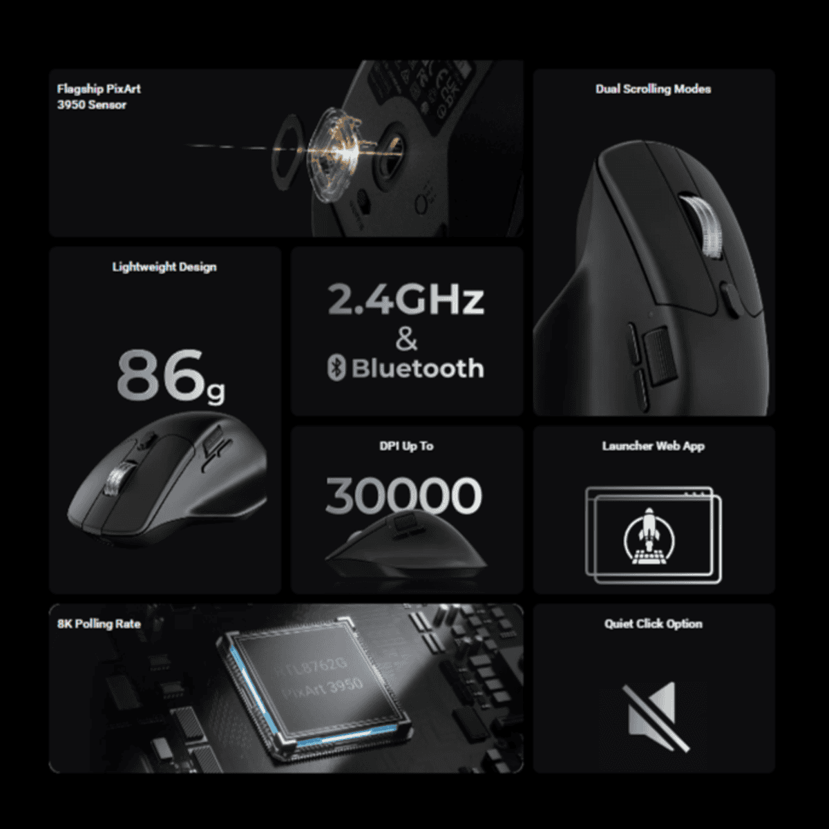 Keychron M6S-B72 1K Wireless Mouse (BT/2.4GHz/Wired) – Black
