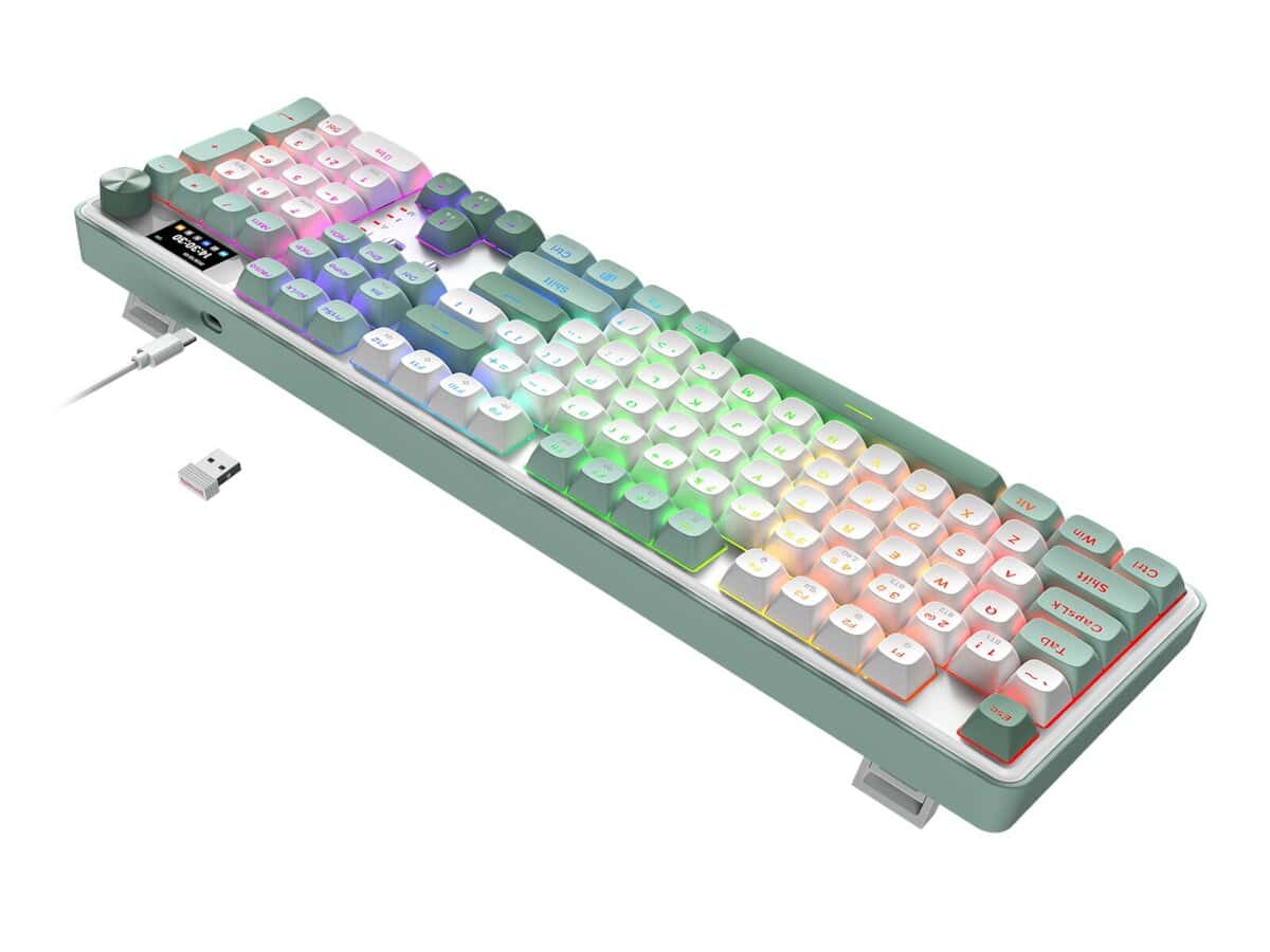Redragon WYVERN K761 Pro Full-size RGB Wireless Mechanical Gaming Keyboard – White/Green