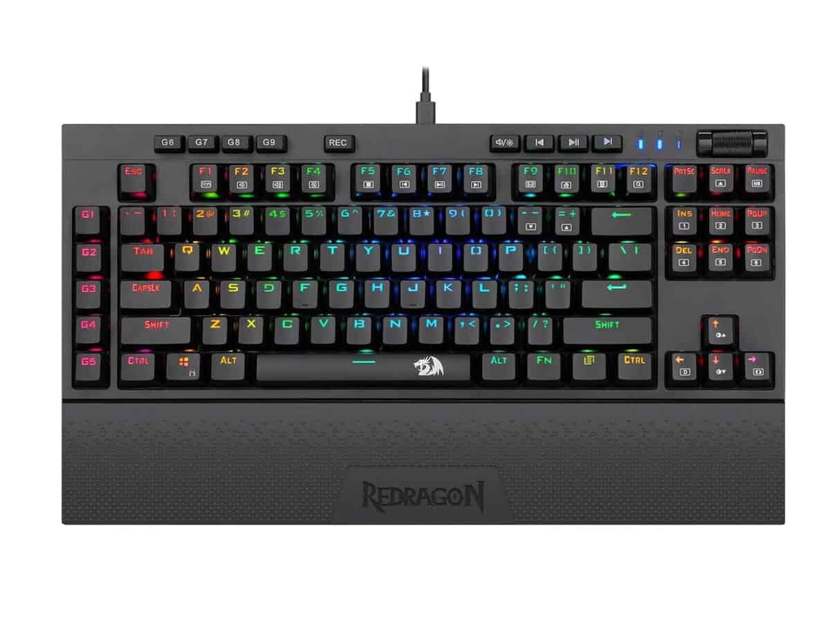 Redragon K588 RGB Pro BROADSWORD TKL Mechanical Wired Gaming Keyboard – Black