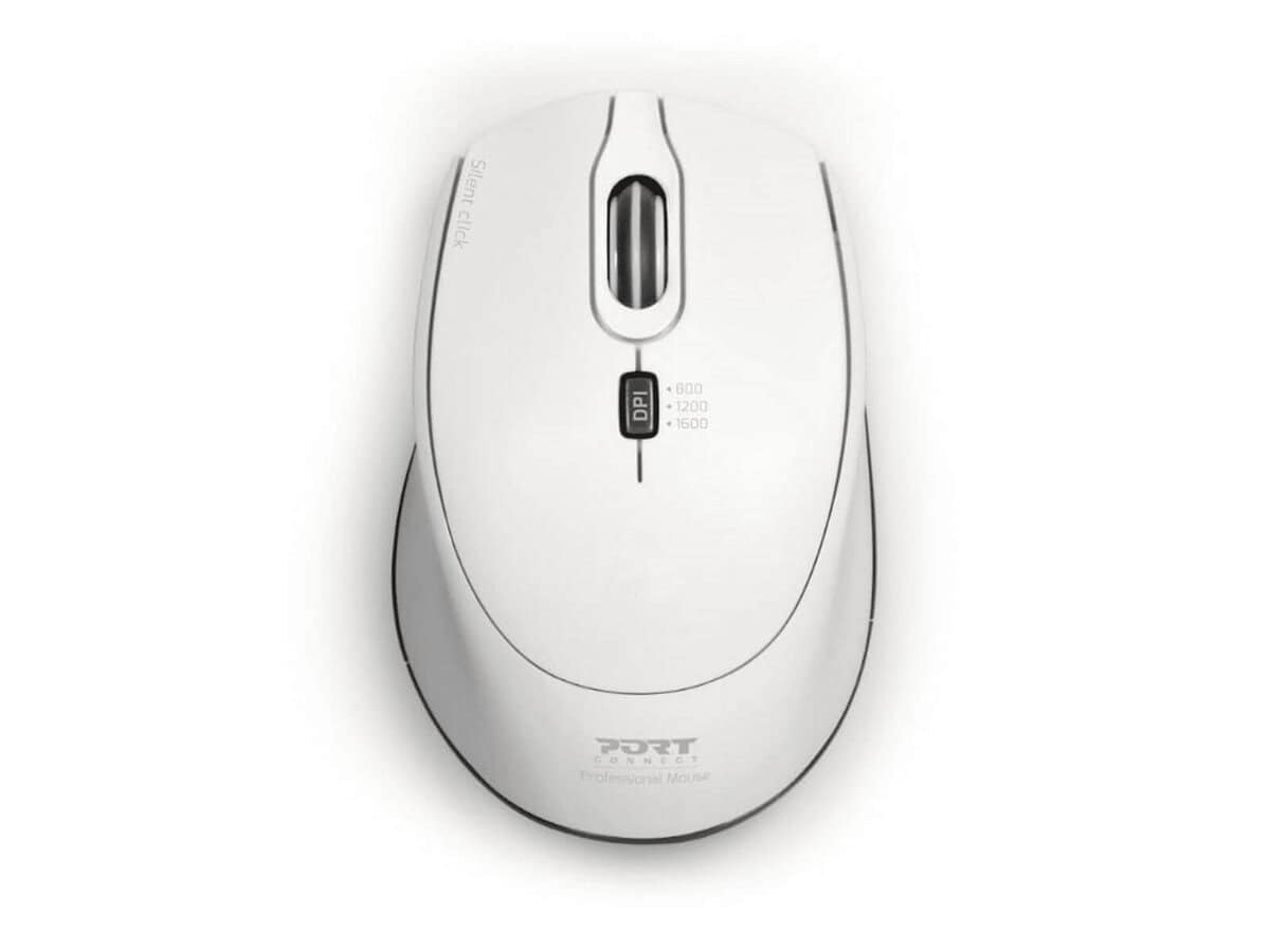 Port Wireless Silent 3600DPI 3 Button USB and Type-C Dongle Mouse – White