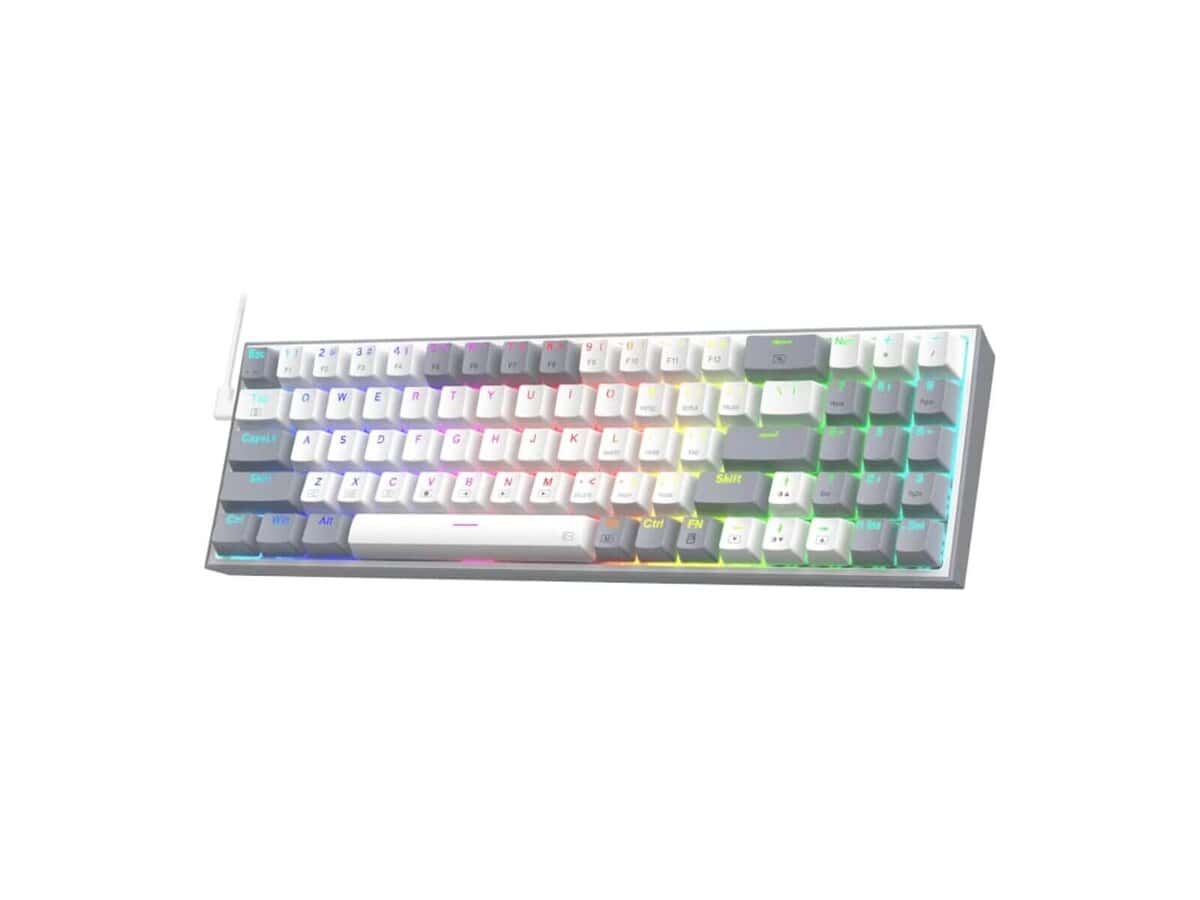 RGB mechanical keyboard on white background