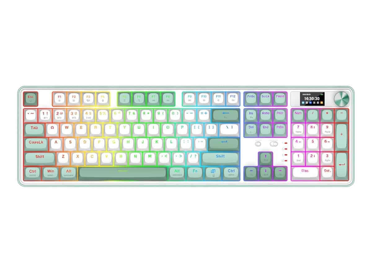Redragon WYVERN K761 Pro Full-size RGB Wireless Mechanical Gaming Keyboard – White/Green