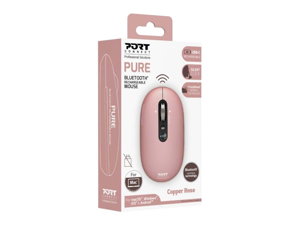 Port Connect PURE MAC Rechargeable Wireless & Bluetooth Mouse – Copper Rose