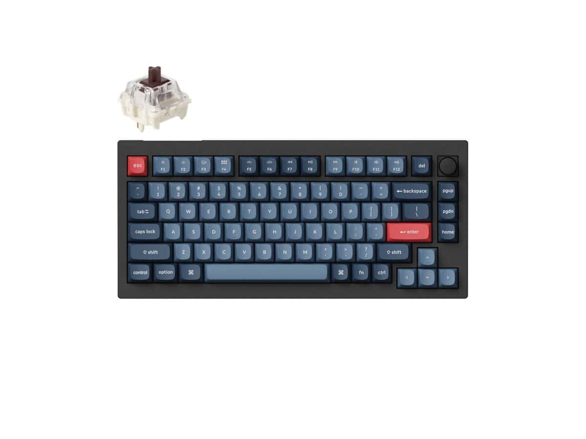 Keychron V1 Max QMK/VIA Wireless Custom Mechanical Keyboard | BROWN Switches – Black