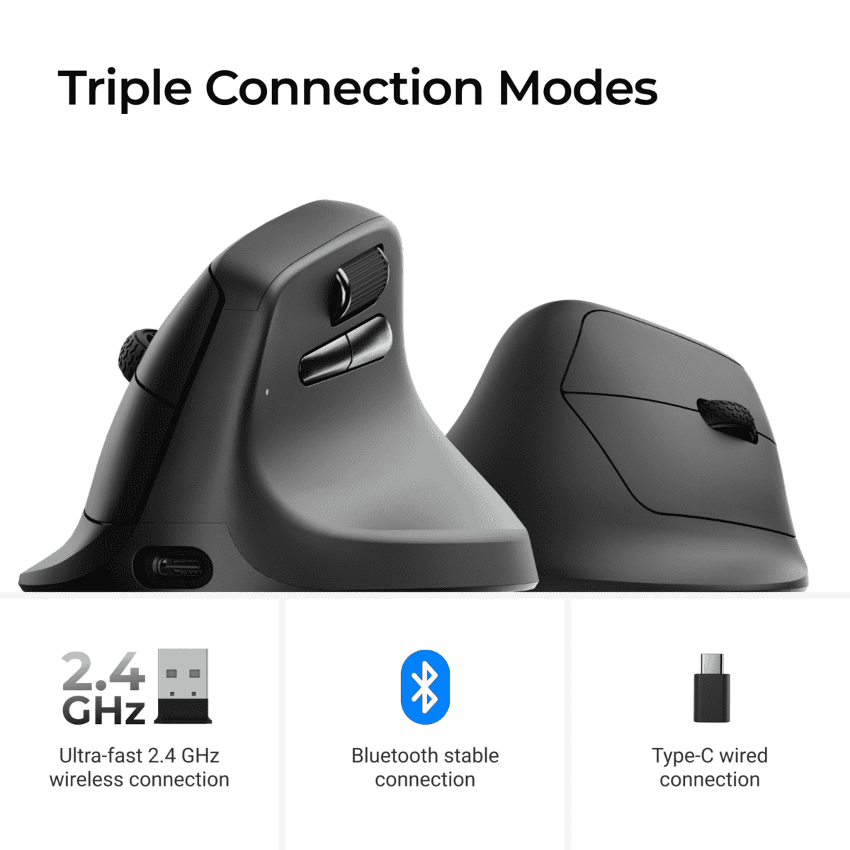 Keychron M5-A29 1K Wireless Mouse (BT/2.4GHz/Wired) – Black