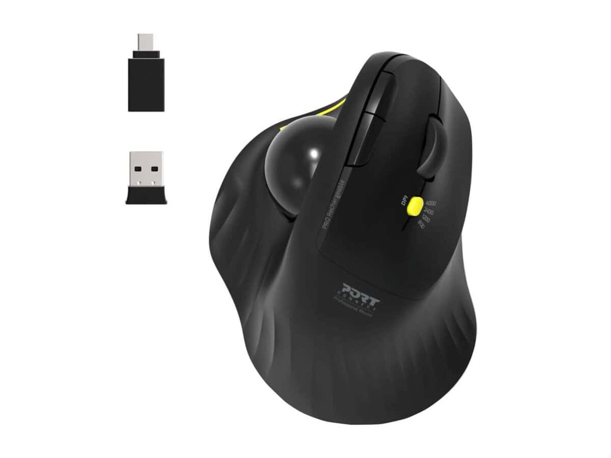 Port Connect Bluetooth + Wireless Ergonomic Trackball Mouse