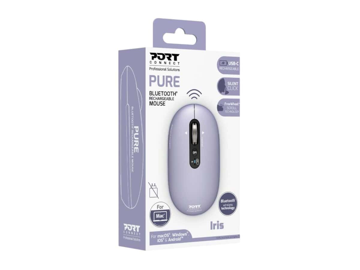 Port Connect PURE MAC Rechargeable Wireless & Bluetooth Mouse – Iris