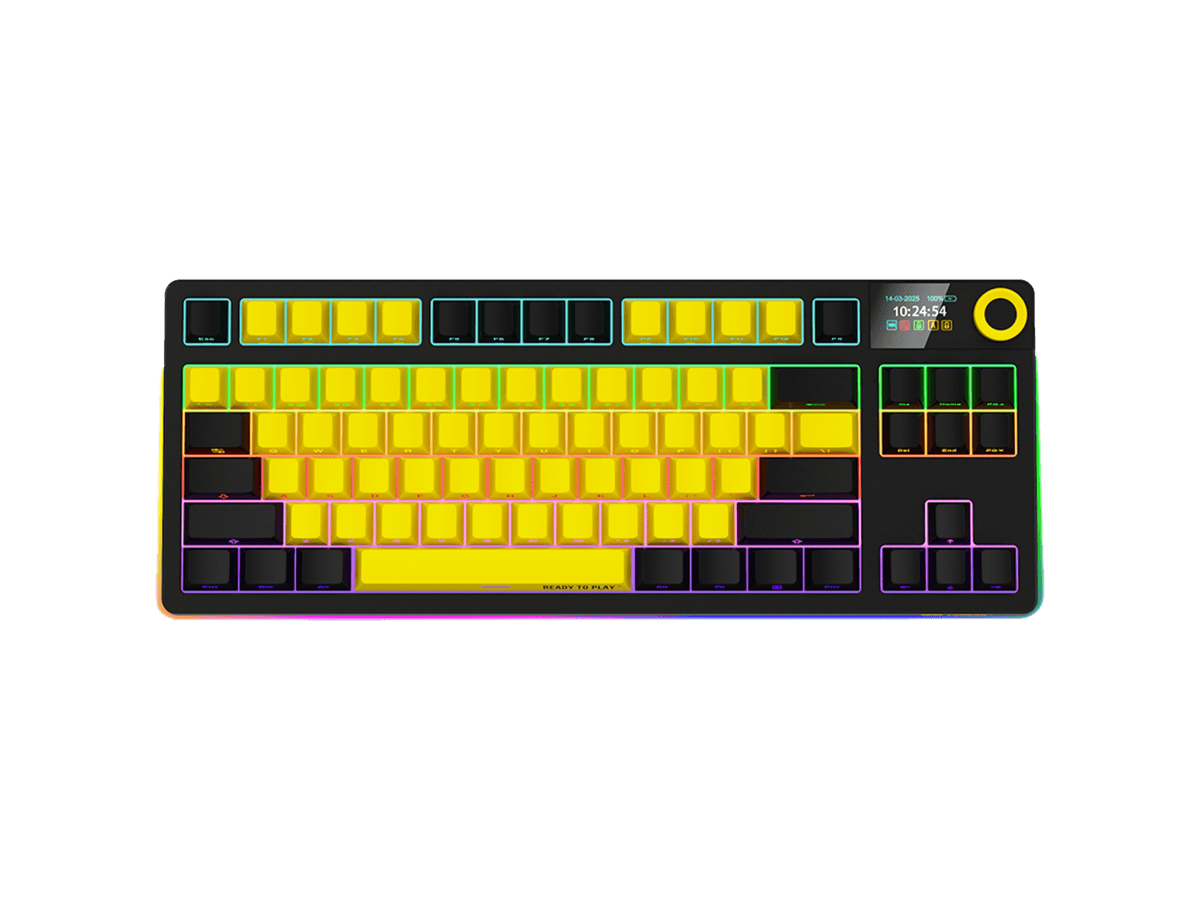 LORGAR KBP70TKLW Wireless TKL Mechanical Gaming Keyboard Pro – Black/Yellow
